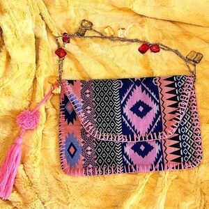 ✨💕Jewel Strap Tribal Clutch Tassel bag tribal crossbody bag tribal shoulder bag